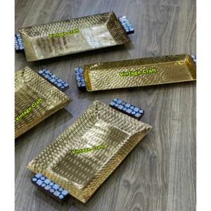 2025 plateau de service en aluminium fabriqué à la main perles poignées artisanales artisanat Vintage RAMADHAN EID cadeau vente chaude animal poli - Product Image 4