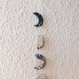 Arte de Pared con Fases Lunares de Cuerda, con Lunas de Resina y Cordón de Algodón Natural, Decoración de Pared Boho Hecha a Mano, Venta al por Mayor - Product Image 1