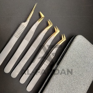 Pince à épiler professionnelle Volume russe Boot Lash Dumont Print Sustainable Stainless Steel Gold Tip Sand Finish Cils Tweezer - Product Image 4