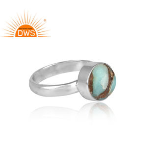 Anillo de Plata de Ley 925 con gema de amazonita de cobre, joyería hecha a mano, para bodas - Product Image 3