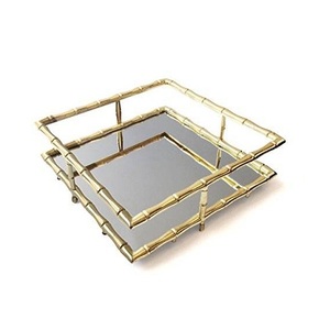 ถาดอาหารบนโต๊ะอาหารแบบพรีเมี่ยมถาดรองชาและโลหะกระจก - Product Image 1