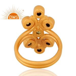 แหวนเงินแท้ชุบทองประดับพลอยเพริดอตธรรมชาติรุ่นล่าสุดปี 2026 สำหรับผู้หญิง จากผู้ผลิตเครื่องประดับ - Product Image 2