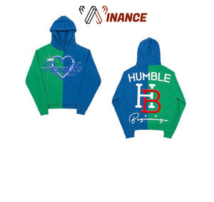 Sweat à capuche unisexe avec logo personnalisé Sweat à capuche bicolore avec impression brodée Style Hip Hop Polyester Fourniture OEM - Product Image 1