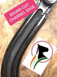 Bande de sourcils de luxe à canal vide en cuir de haute qualité avec boucle de ruban adhésif ouverte à l'avant licou de course de chevaux anglais pour l'équitation - Product Image 5