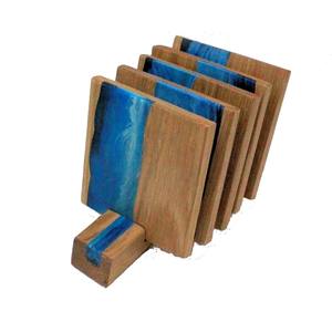 6 Pcs Set Epoxy <b>Resins</b> on Wood <b>Stone</b> Coasters Stand and Hotel Best Quality Gift and Garden Kitchen for Use - Product Image 4
