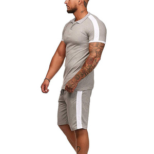 ชุดกีฬาแขนสั้นลายทางสำหรับผู้ชาย,เสื้อยืดกางเกงขาสั้นชุดวอร์มสำหรับฤดูร้อน - Product Image 5
