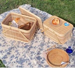 High Quality Bamboo <b>Basket</b> Natural Bamboo Lunch Box Picnic <b>Basket</b> - Product Image 1