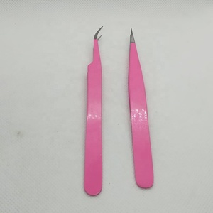 Ensemble de pinces à épiler d'extension de cils roses de précision professionnelle applicateur en acier inoxydable incurvé Perfection droite pointes pointues - Product Image 3