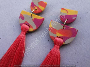 ต่างหูพู่แบบหลายสีต่างหูแฟชั่นทำมือแบบห้อยทำด้วยมือสำหรับผู้หญิง - Product Image 4