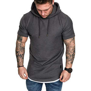 Hombres Slim Fit Casual Popular Puls Tamaño de manga corta Sudadera con capucha Top - Product Image 4