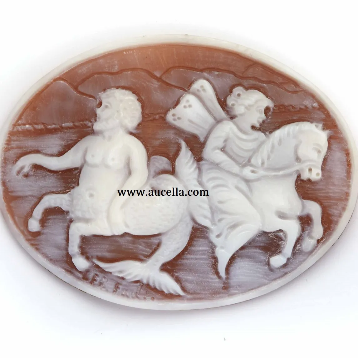 Cảnh Thần Thoại Được Làm Trên Vỏ Sardonyx Tự Nhiên Cameo Hình Bầu Dục Chất Lượng Hàng Đầu