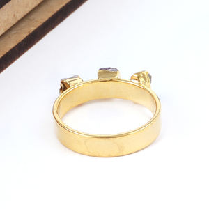 Anillo de piedras preciosas naturales para mujer, joyería hecha a mano de estilo bohemio, galvanizado, tres piedras - Product Image 5