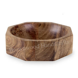 Bol de service en bois de manguier écologique Bol en bois de forme hexagonale du fournisseur indien pour la cuisine Table à manger Utilisation de stockage des aliments - Product Image 1