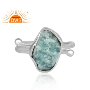 Anneaux de pierre précieuse pour hommes, aigue-marine brut, en argent Sterling 925, fabrication de bijoux, anneau fait à la main - Product Image 2