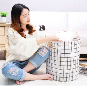 Cubo multiusos portátil hecho a mano, cesta de lavandería plegable redonda de fieltro personalizada, barata - Product Image 6