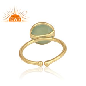 Bijoux bague en pierre précieuse de calcédoine, anneau rond, naturel, plaqué or 925, fait à la main, nouvelle collection - Product Image 4