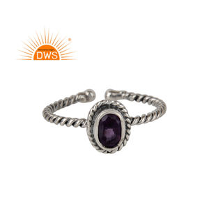 Natural Amethyst Gemstone Ring Handmade Oxidized 925 Sterling Silver Ring Antique Rings Jewelry Supplier - Product Image 1