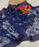 Saree Sutra Georgette Banarasi Multi Warna untuk Pesta dan Pernikahan, Dilengkapi Potongan Blus Tanpa Jahit Ukuran Bebas, Tersedia, Desainer Terbaru