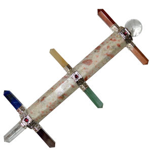 Guérison Sunstone Chakra Baguettes Feng Shui Gemstone Sculpté Artisanat Gravé - Product Image 1