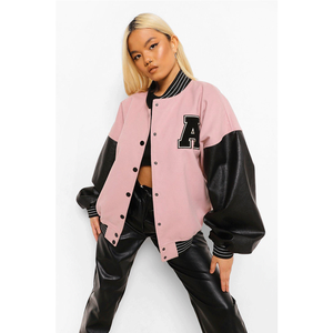แจ็คเก็ต Letterman Varsity แบบสั่งทำพิเศษสำหรับผู้ชายและผู้หญิง ตัวเสื้อทำจากผ้าขนสัตว์พรีเมียม แขนเสื้อทำจากหนัง ปักโลโก้ สไตล์เบสบอล - Product Image 6