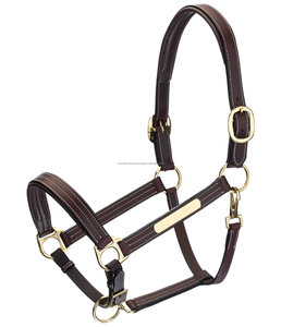 Chất Lượng Tốt Nhất-Đệm Da Ngựa Halter-Khâu Trắng-Tấm Tên Chất Liệu Đồng Thau-Đệm Mũi-Băng Và Đầu-Băng - Product Image 1