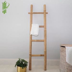 Calentador de toallas de bambú natural ecológico, toallero de pie tradicional para baño con 4 barras, para hotel y cocina - Product Image 3