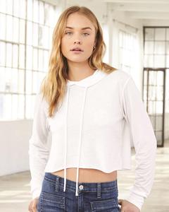 Sudadera con capucha de manga larga recortada Triblend para mujer - Product Image 1