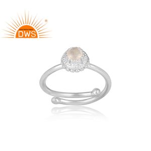 Bague en pierre de lune arc-en-ciel naturelle pour fille, fabrication de bijoux - Product Image 2