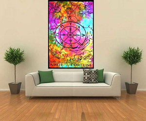 Tarot carte coton tapisserie affiche petite roue de la Fortune multicolore couverture de Table décor à la maison Tarot répandu par les expéditeurs indiens - Product Image 4