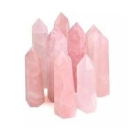 Kristal Rose Quartz Berkualitas Terbaik, Dipoles Khusus, Ramah Lingkungan, Bentuk Menara Obelisk, Tongkat Alami untuk Penyembuhan, 2-4cm, Kristal Seni