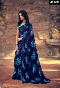 Saree-tela india tradicional paquistaní, bordado de perlas con estampado Digital de flores, Shari, Georgette, Saree - Product Image 5