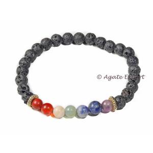 สร้อยข้อมือโยคะลาวาเจ็ดจักระและหินกึ่งมีค่าส่งออก - Product Image 1