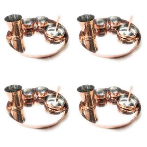 Stainless Steel king International Copper (Costeel) Traditional Hammered Bhojan Set/Thali Set 6 Pieces Nest Hot Selling - Product Image 5