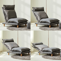 Fauteuil inclinable simple moderne et pliable, avec coussins amovibles et réglables, style tendance, pour salon, en bois massif