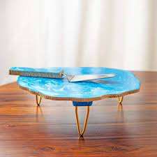 Poxy-Soporte de resina para pasteles, soporte de metal de color dorado y cuchillo para decorar bodas y fiestas - Product Image 3