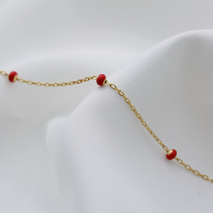 Lovely Red Enamel Beaded <b>Anklet</b> Turkish Wholesale Handcrafted 925 <b>Sterling</b> <b>Silver</b> Chain Jewelry - Product Image 2