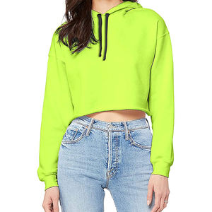 High Quality Cotton Polyester Long Sleeve Hooded <b>Workout</b> Sweatshirt Custom Logo Embroidery Women Crop Top <b>Hoodie</b> - Product Image 1