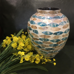 Seashell inlay <b>vase</b>, modern <b>vase</b> from Vietnam, original <b>vase</b> now on sale - Product Image 3