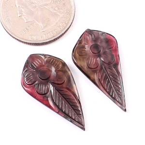 Tourmaline naturelle bio, tourmaline sculptée à la main en forme de cerf-volant, taille 15x29mm, une paire, 18,85 carats +AAAA, pierre authentique et naturelle. - Product Image 2