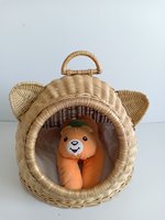 Maison pour animaux de compagnie en rotin tressé, panier de transport pratique, maisons en bois, designs orientaux pour animaux de compagnie, en provenance du Vietnam