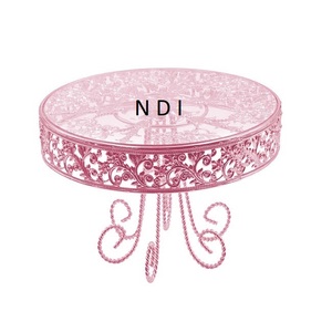 Soporte de pastel de metal de aluminio de un solo nivel con acabado de oro rosa, soporte de pastel de forma personalizada para servir postres - Product Image 2