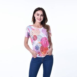 Camiseta de encaje de manga corta con cuello de pico para mujer, Tops informales holgados, camisetas para mujer 2022 - Product Image 1