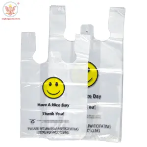 OEM Customized Packaging Thank You Plastic with Custom Logo Gravure Printing T-shirt Carrier Bag HDPE Shopping Handle Bags