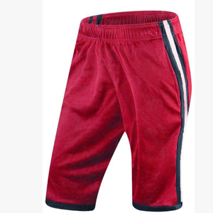 Short de basket-ball d'été à la mode pour hommes respirant à rayures contrastées taille élastique grande taille - Product Image 1