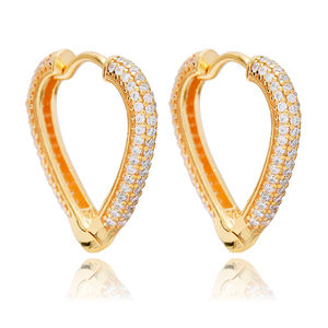 22 mm corazón delicado diseño de moda pendientes de aro turco de la joyería de la plata esterlina 925 al por mayor - Product Image 3