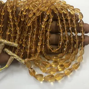Natural Orange Yellow Citrine Stone Smooth Straight Drill Drops Gemstone Beads Necklace Bracelets from Online Wholesaler India