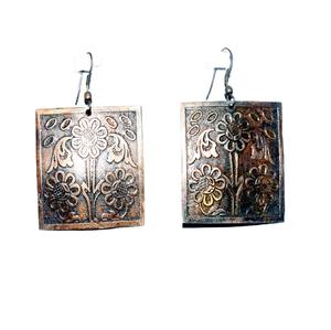 2025 Turquoise Rouille Boucles D'oreilles Martelé bronze triangulaire Texturé En Laiton Boucles D'oreilles cercle Boucles D'oreilles Suspendues Bijoux Industriels - Product Image 1