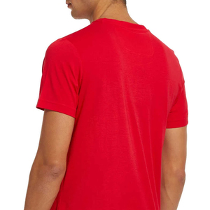 เสื้อยืดผู้ชาย OEM ผ้าฝ้าย 95% ผสมอีลาสเทน 5% ทรงโค้งชายเสื้อ เสื้อยืดคอกลมทรงยาวสำหรับผู้ชาย - Product Image 4