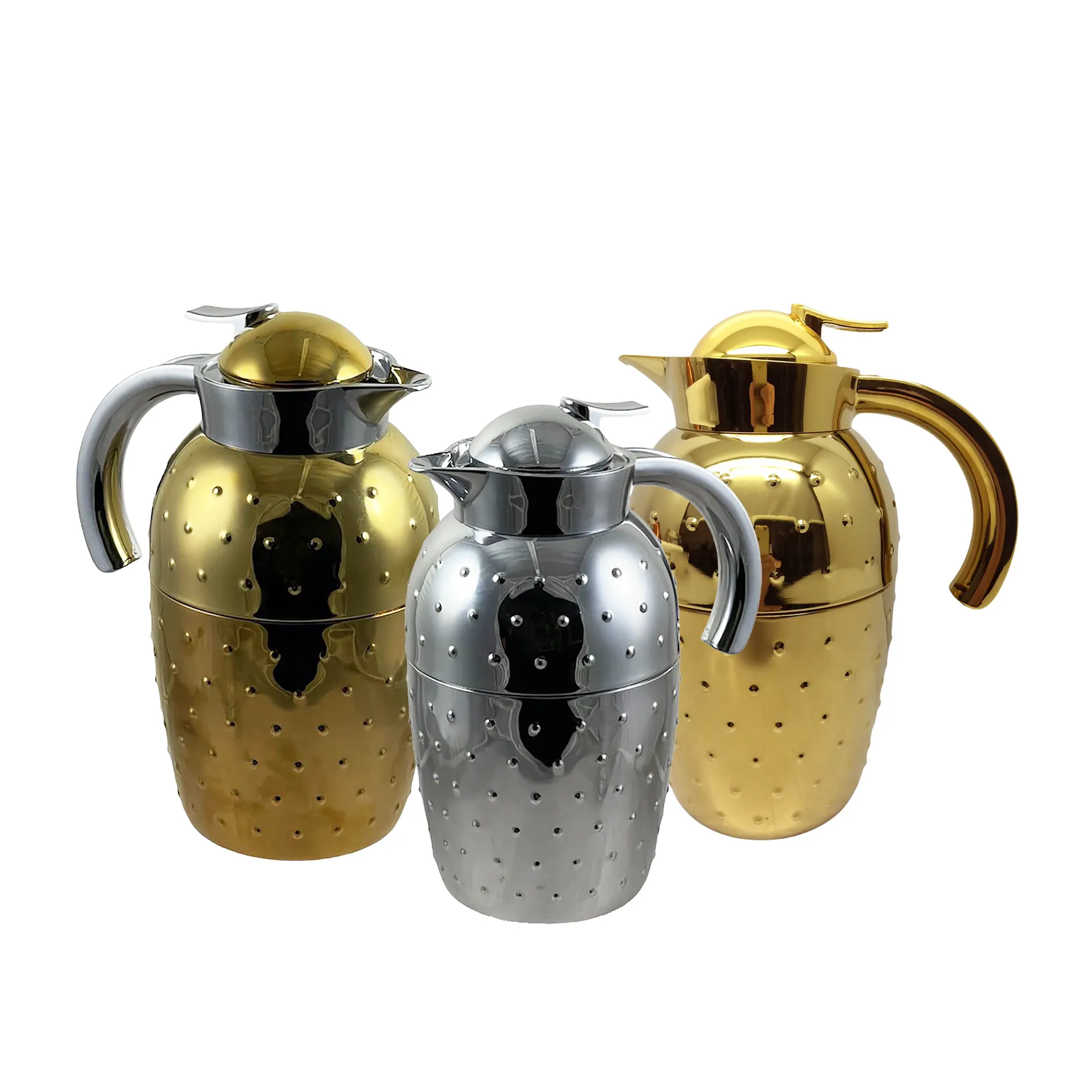 High Quality Arabic Coffee Pot 1.0L / 1000ml Glass Liner Insulated Cafe Pot Thermos with Press Button Tea Pot