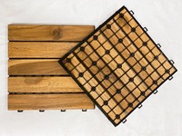 Dalles de terrasse en bois de teck avec base en plastique 300 x 300 mm pour jardin serre Facile à assembler Respectueux de l'environnement